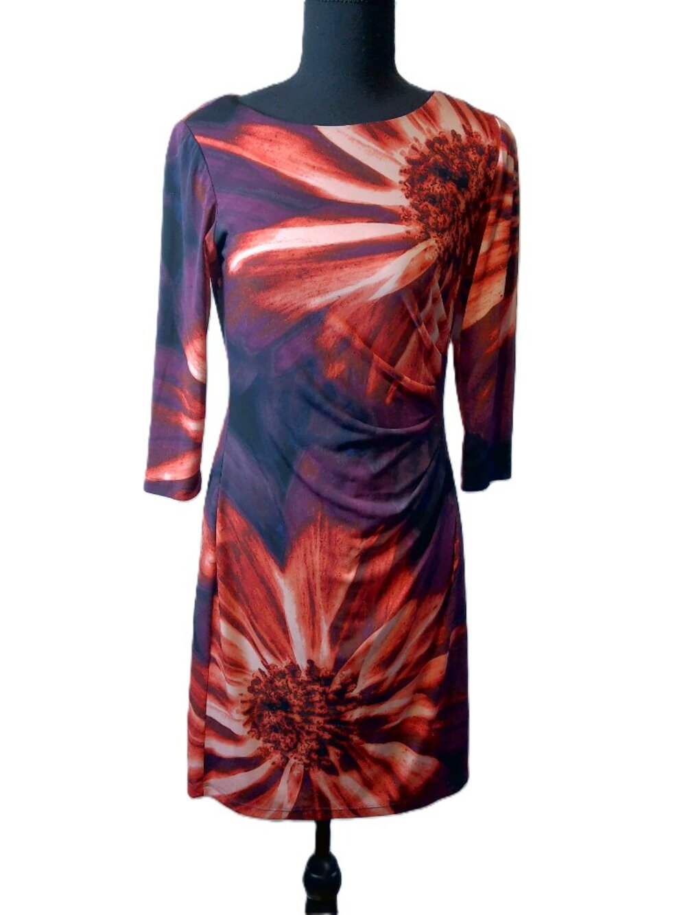RN Studio by Ronni Nicole Petite Sheath Dress Floral Ruched Stretch PXS